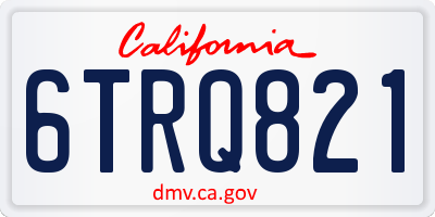 CA license plate 6TRQ821