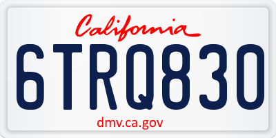 CA license plate 6TRQ830