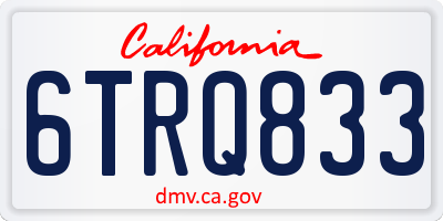 CA license plate 6TRQ833