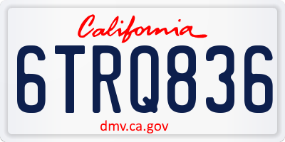 CA license plate 6TRQ836