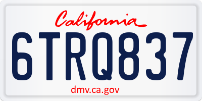 CA license plate 6TRQ837