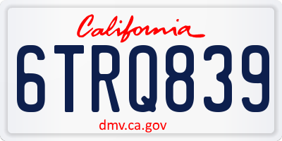 CA license plate 6TRQ839