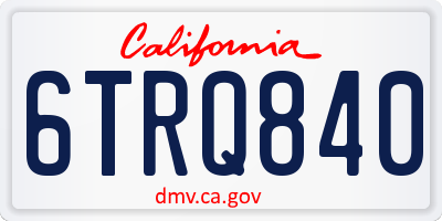 CA license plate 6TRQ840