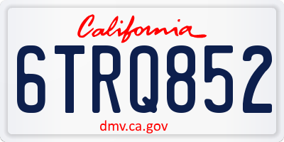 CA license plate 6TRQ852