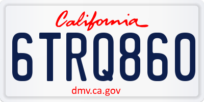 CA license plate 6TRQ860