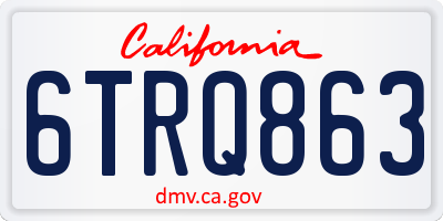 CA license plate 6TRQ863