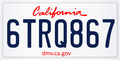 CA license plate 6TRQ867