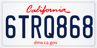 CA license plate 6TRQ868