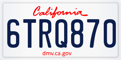 CA license plate 6TRQ870