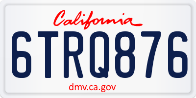 CA license plate 6TRQ876
