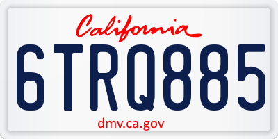 CA license plate 6TRQ885
