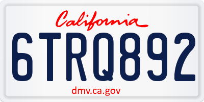 CA license plate 6TRQ892