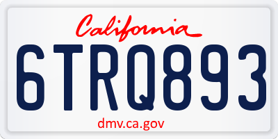 CA license plate 6TRQ893