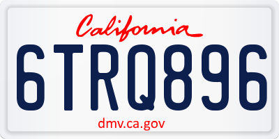 CA license plate 6TRQ896