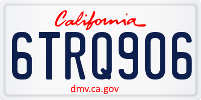 CA license plate 6TRQ906