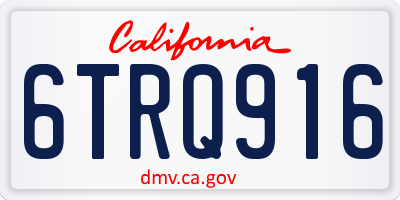 CA license plate 6TRQ916