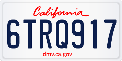 CA license plate 6TRQ917