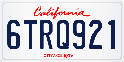 CA license plate 6TRQ921