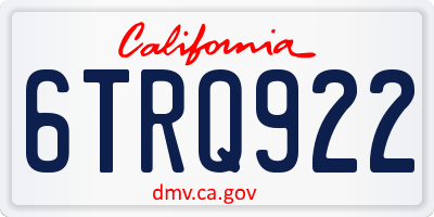 CA license plate 6TRQ922
