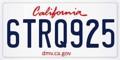 CA license plate 6TRQ925