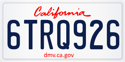CA license plate 6TRQ926