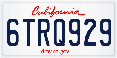 CA license plate 6TRQ929