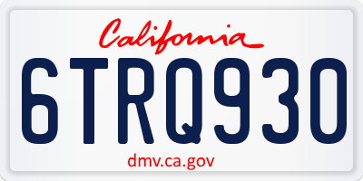 CA license plate 6TRQ930