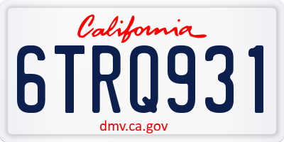 CA license plate 6TRQ931