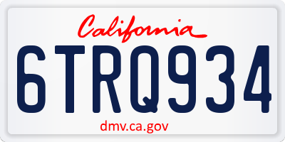 CA license plate 6TRQ934