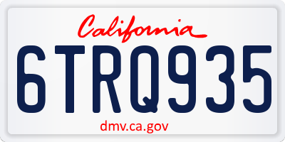 CA license plate 6TRQ935