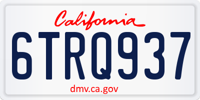 CA license plate 6TRQ937