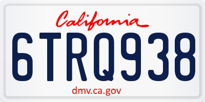 CA license plate 6TRQ938