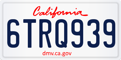 CA license plate 6TRQ939