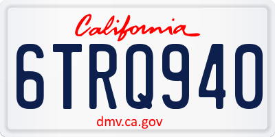 CA license plate 6TRQ940