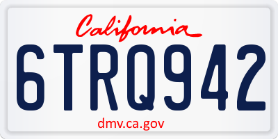 CA license plate 6TRQ942