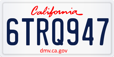 CA license plate 6TRQ947