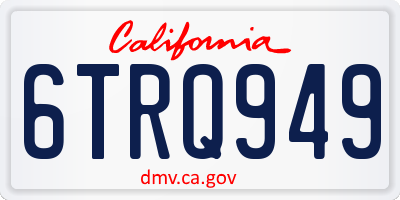 CA license plate 6TRQ949