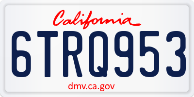 CA license plate 6TRQ953