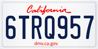 CA license plate 6TRQ957