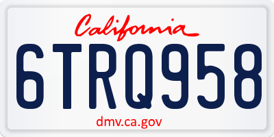 CA license plate 6TRQ958