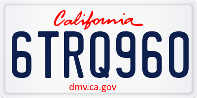 CA license plate 6TRQ960