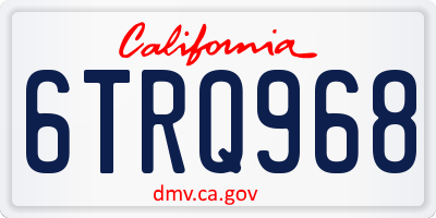 CA license plate 6TRQ968