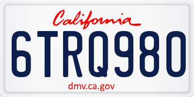 CA license plate 6TRQ980