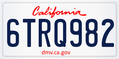 CA license plate 6TRQ982