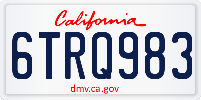 CA license plate 6TRQ983