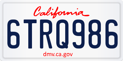 CA license plate 6TRQ986