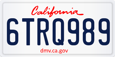 CA license plate 6TRQ989