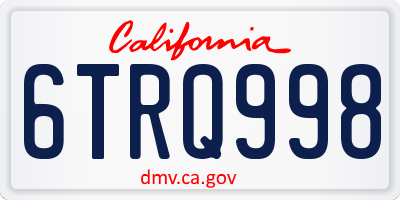 CA license plate 6TRQ998