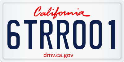 CA license plate 6TRR001