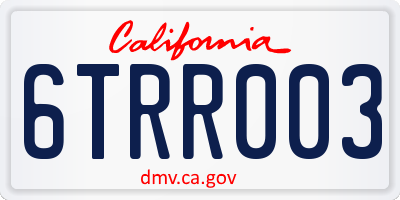 CA license plate 6TRR003